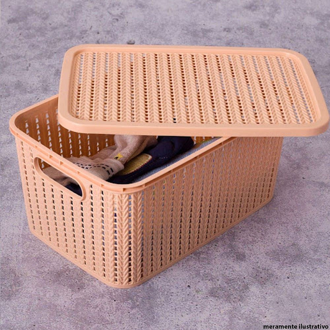 Caixa com Tampa Trama Plasútil Rosa 8 L