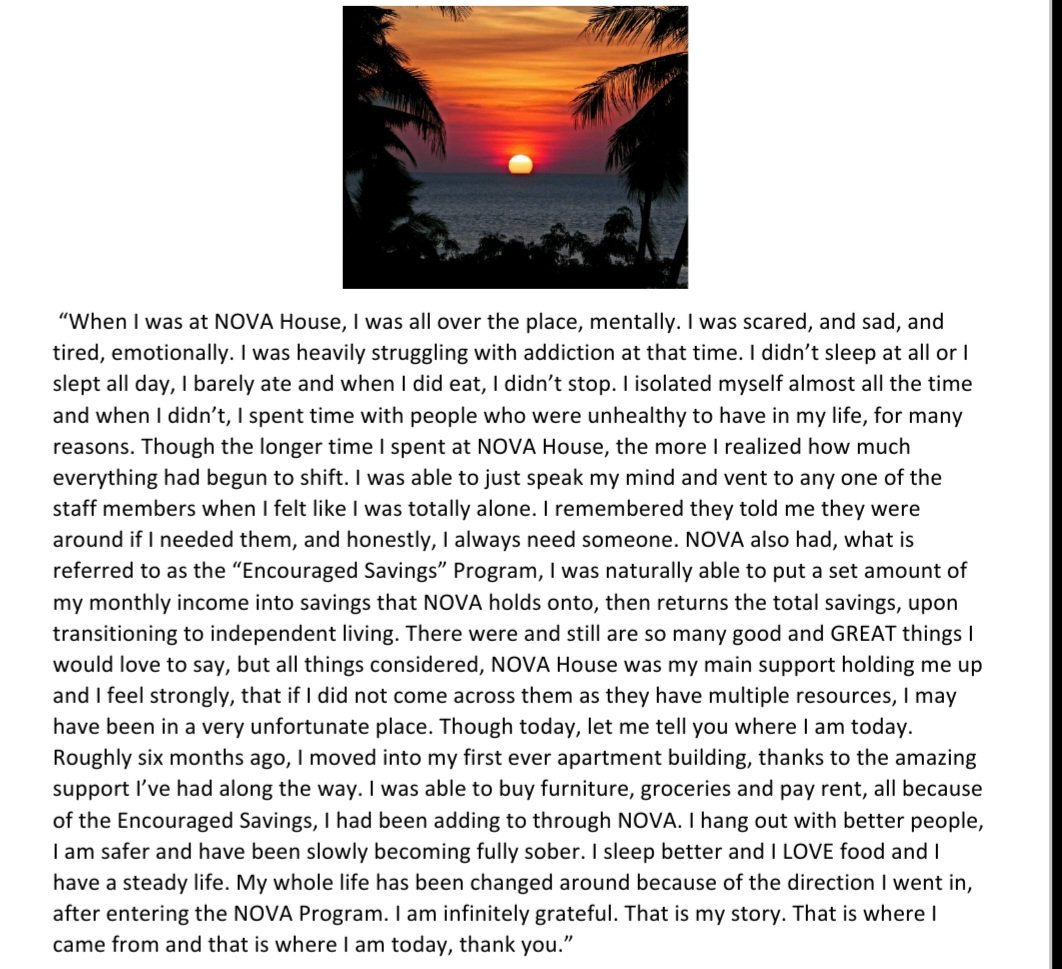 With the right support, we are all capable of growth and change. This is the heartwarming story of an individual's journey at NOVA - EJHS's low-barriered harm reduction supported living environment for youth aged 16-24 who are experiencing homelessness.