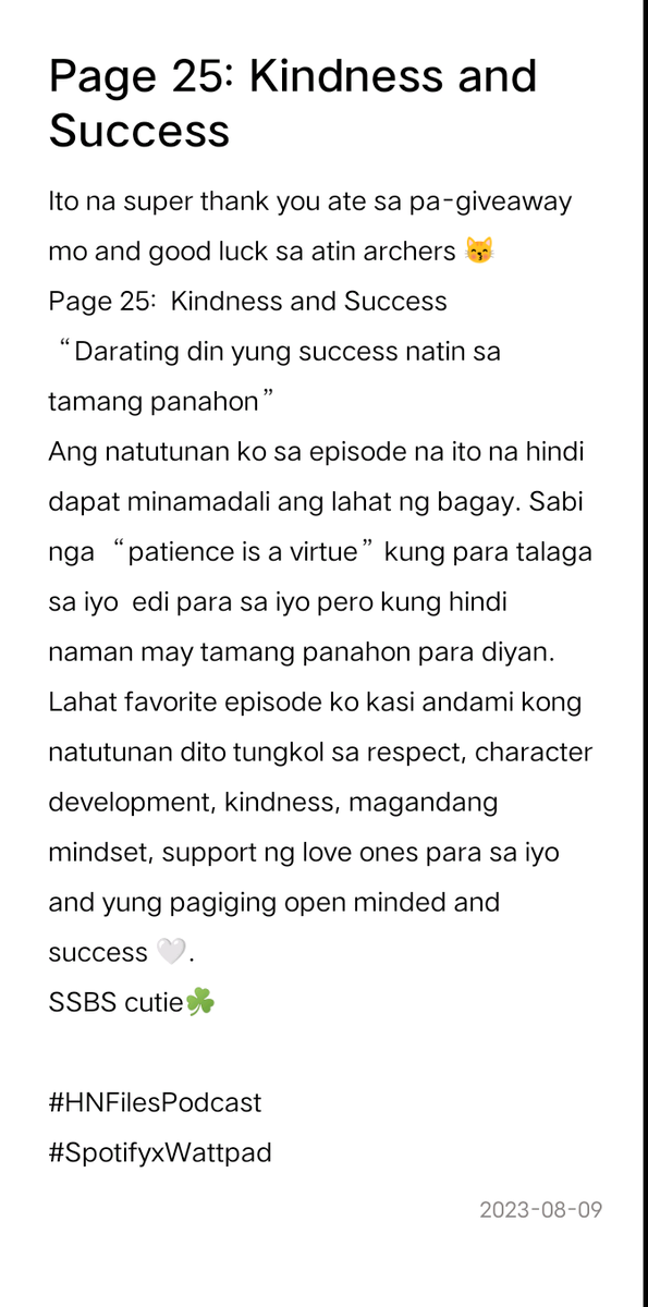 annemacutong_'s tweet photo. ulitin ko yung entry ko hehe
thank u po ulit ate sa pa-giveaway po🤍
#HNFilesPodcast
#SpotifyxWattpad https://t.co/b2toQVyGj5