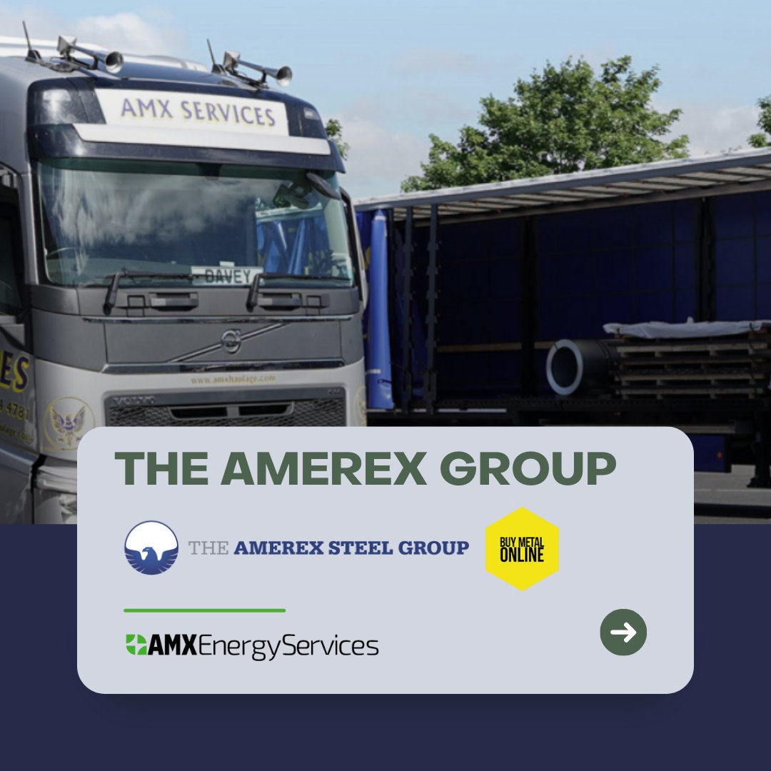 AmxEnergy's tweet photo. We are the energy side of The Amerex Group ⚡

The group consists of Buy Metal Online + Amerex Steel + AMX Transport.

Learn more about The Amerex Group below 👇 https://t.co/gMgjBlEwcL