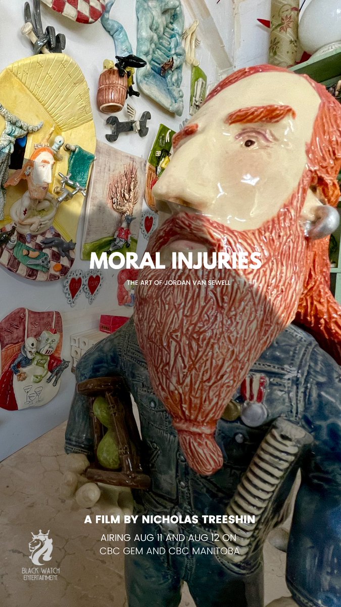 Black_Watch_Ent's tweet photo. What does it take to stay relevant in the art world for over 40 years? Discover the answer in our upcoming documentary, 'Moral Injuries', which explores the vibrant life of Canadian artist Jordan Van Sewell. Streaming Aug. 11 on CBC Gem and airing Aug. 12 on CBC in Manitoba! https://t.co/OeR6J5OPEy