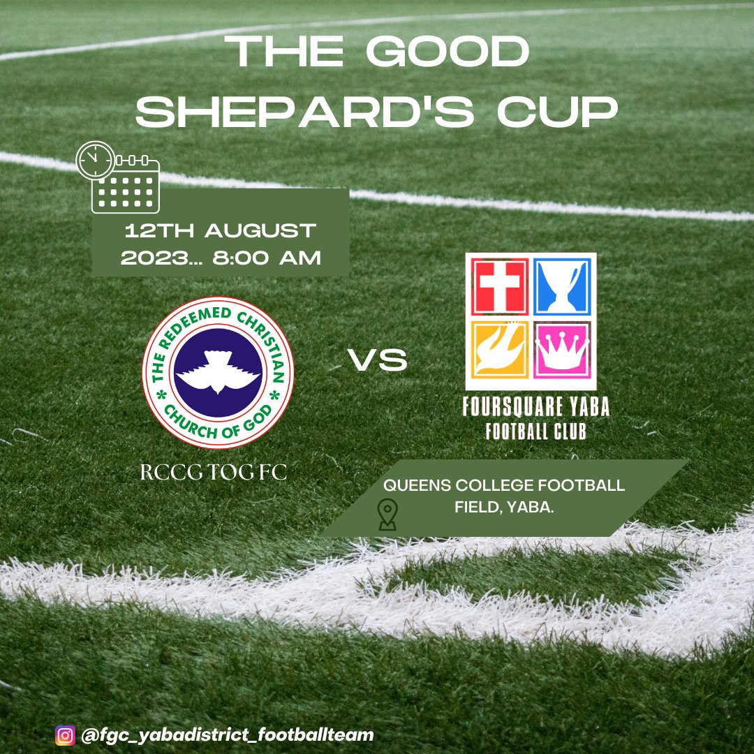 iam_OlaPhill90's tweet photo. π We are more than excited to confirm that our football team(FGC Yaba Fc) will be participating at this year's edition of the Good Shepard's Cup.
The prestigious tournament comes up in Yaba, Lagos, Nigeria from the 12th of AUG - 2nd of SEP 2023
#FGCYABA #CitadelOfChampions https://t.co/hQtgiAZdjf