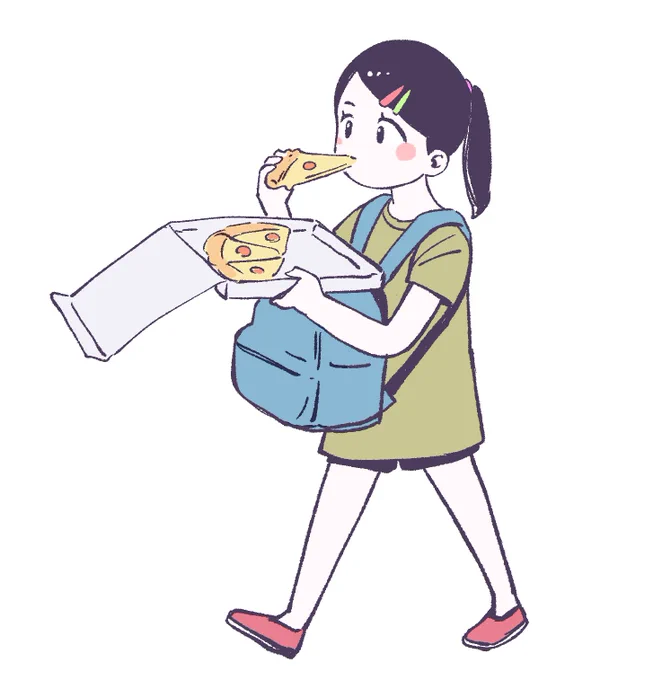 今日歩きピザしてる人見て驚いた。ほんとはおじさんでしたが。笑