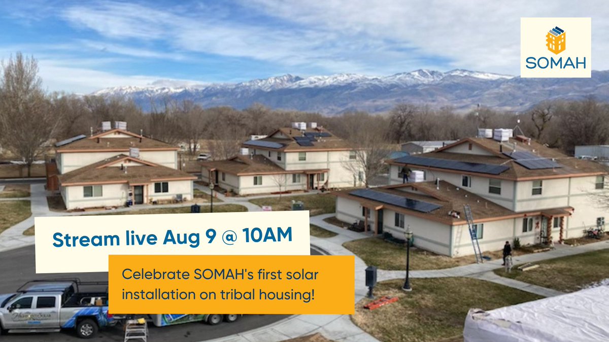Today's the day! We're celebrating SOMAH's first tribal housing project with Bishop Paiute Tribe and <a href="/GridAlt_IE/">GRID Alternatives Inland Empire</a>.

Can't make it to Bishop? Watch the live stream at 10 a.m. to catch speeches from <a href="/JReynoldsCPUC/">John Reynolds</a> and Christina Snider of <a href="/CATribalAffairs/">Governor's Office of Tribal Affairs</a>.

📺 bit.ly/3qe161c