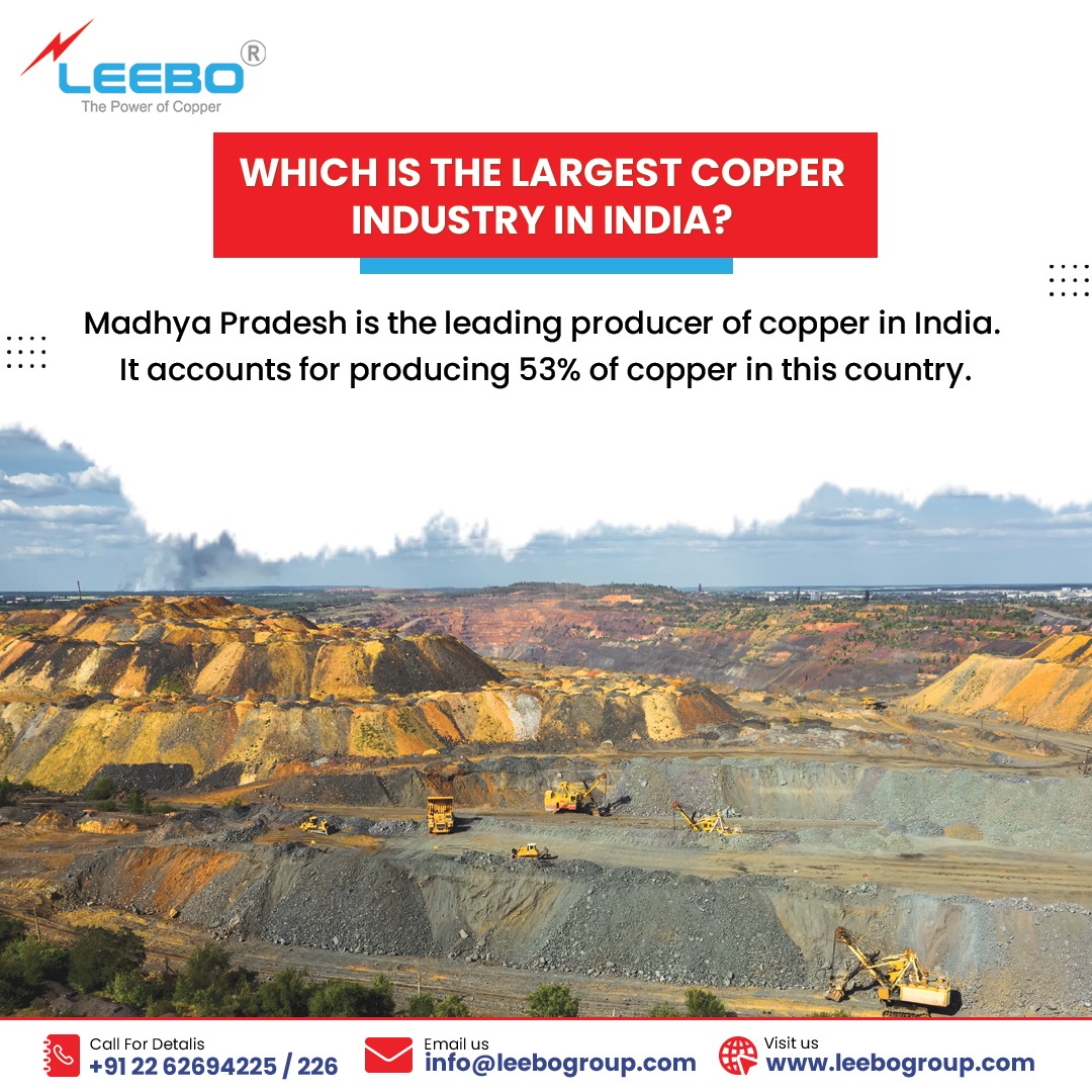leebogroup's tweet photo. Madhya Pradesh is the leading producer of copper in India. It accounts for producing 53% of copper in this country. Rajasthan accounts for 43%, and Jharkhand accounts for 4% of copper production in India.

#leebogroup #copperrod #copperproducts #Copper #CopperTubes #CopperPipes https://t.co/jdgbWsrcax