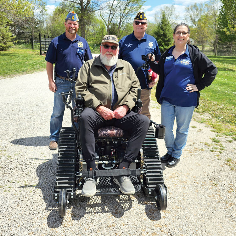 Kansas Legion Family joins forces to fundraise for all-terrain wheelchair presented to veteran. Learn more about the Family project on the blog ➡️ bit.ly/3KrzTz9 @AmericanLegion #LegionFamily #AmericanLegionFamily #AmericanLegionAuxiliary #SonsoftheAmericanLegion