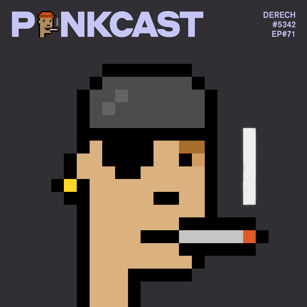 🚨🚨PUNK OF THE WEEK🚨🚨

1/5 gm to Pirate Ciggy Punks! 🚬🤘

Episode 71: #Punk5342 <a href="/IDerech/">Derech 🈴</a>, From Mexico to Japan, Artist &amp; Photographer

OUT NOW! Go! Go! Go!
👇

#PunkCast #Cryptopunks #4Atty #Cigarette #EyePatch #DoRag #Earring