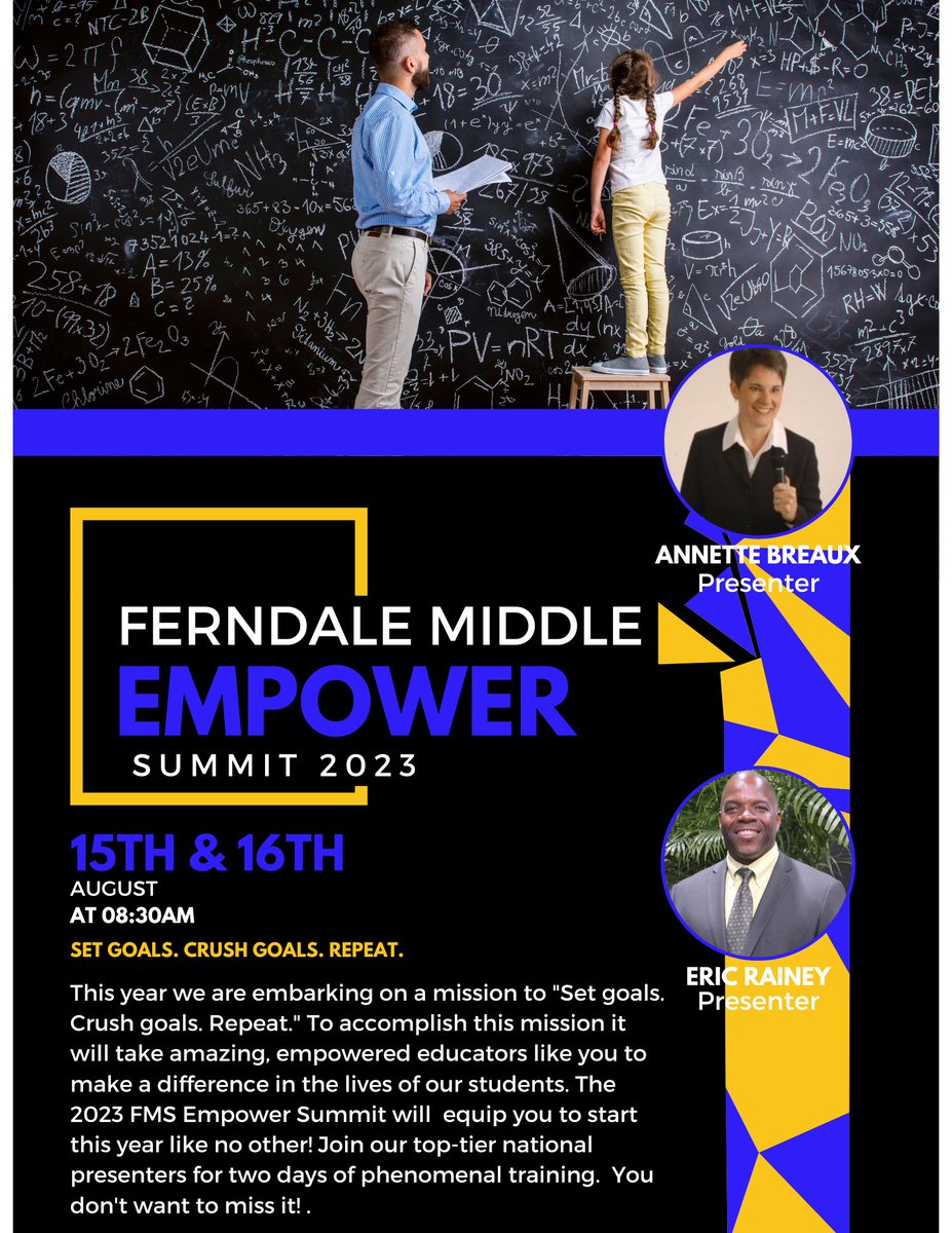 lmkinard's tweet photo. We are excited to kick-off our 2023-2024 school year by hosting our first FMS Empower Summit and investing in our team. 💙💛💙@AnnetteBreaux @restorativewell @GCSchoolsNC #nced 
#edutwitter #RestorativePractice #Back2School #ExceedExpectations #DoWhatYouLove https://t.co/b41XOjj5jU