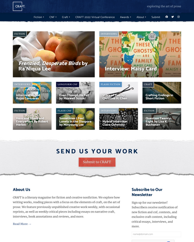 Today's listing of the day is: CRAFT (some fees). duotrope.com/listing/23195/… #WritingCommunity