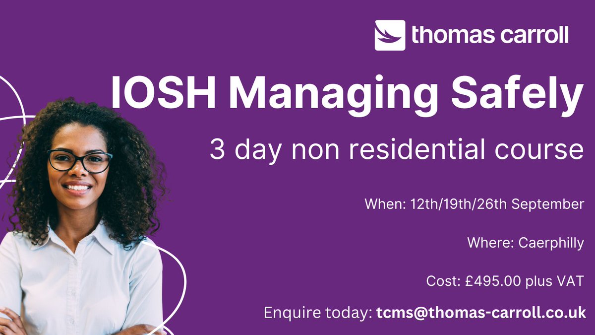 It's time to become a #safety advocate for your organisation.

Our #IOSH Managing Safely course can help you create a #safer and more secure work environment. Click here to book your place ➡️ thomascarroll.co.uk/events/iosh-ma…