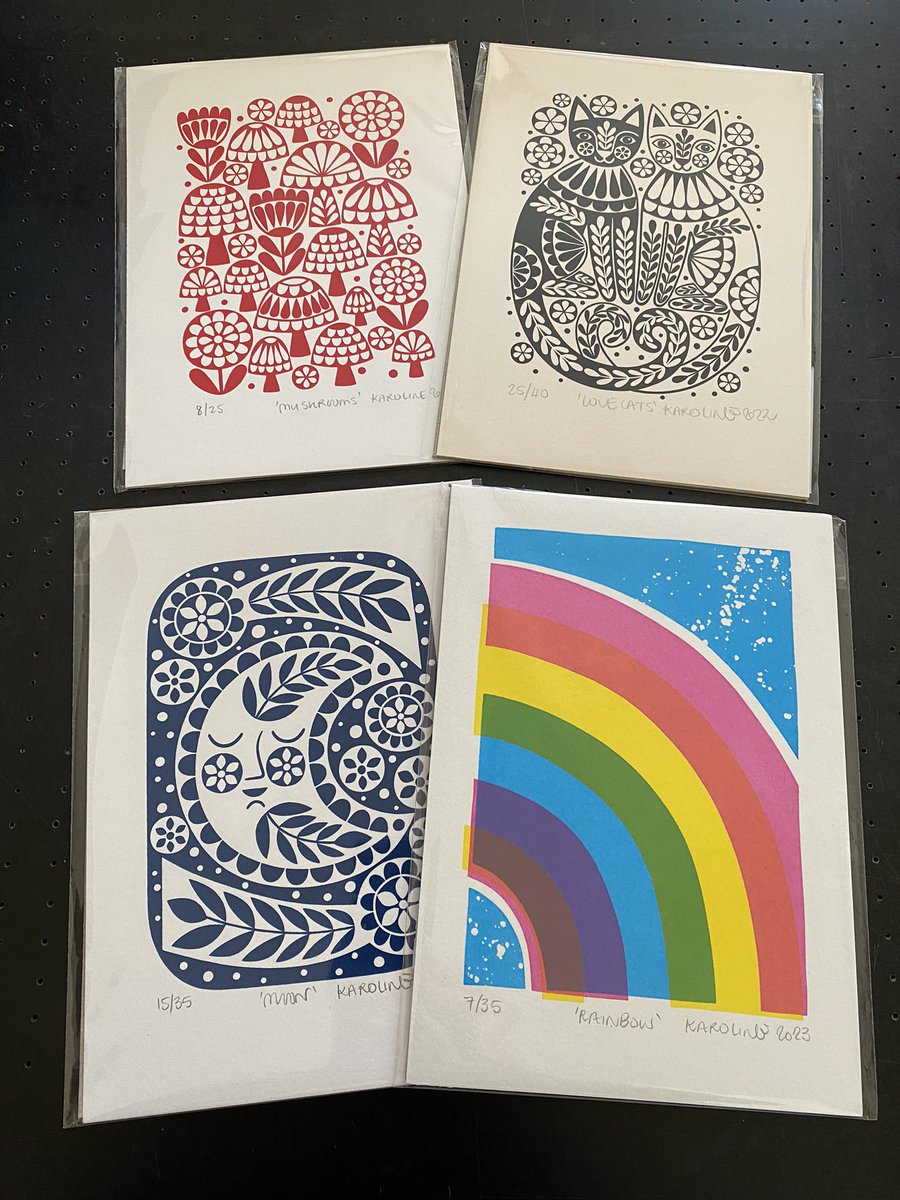 KarolineRerrie's tweet photo. Restocking a few of the shop’s &amp; galleries I supply. A little top up of #screenprinted cards, mini prints &amp; totebags is on the way to @BirdsYardSheff! Sent a couple of 🐌 snail totes as well as more 🐈‍⬛ black cats. #sheffield #birdsyardsheffield #sheffieldissuper https://t.co/D65JrCmhB0