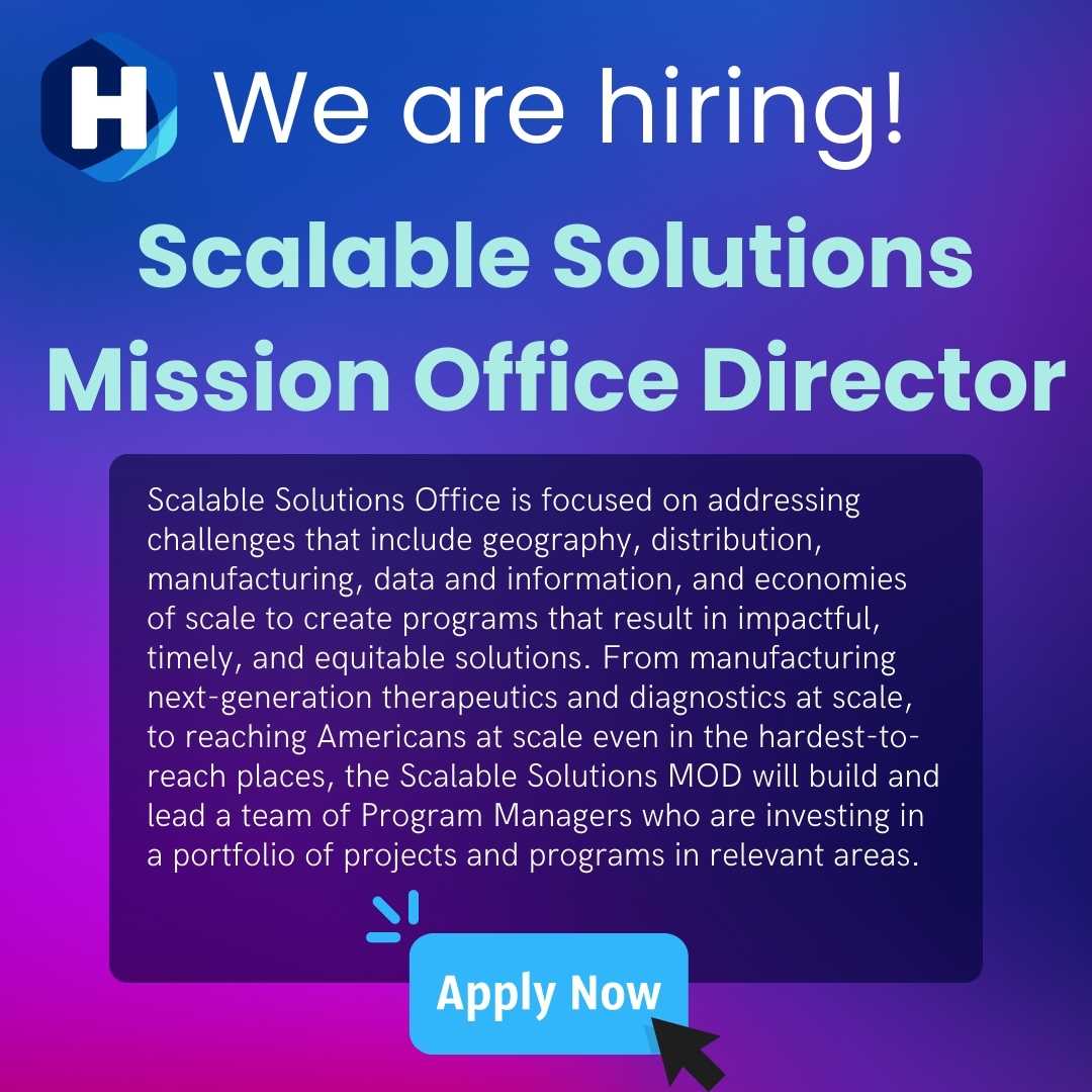 We are hiring! 📝 👉 a Scalable Solutions Mission Office Director.  Download the full description and application instructions: arpa-h.gov/assets/files/A…