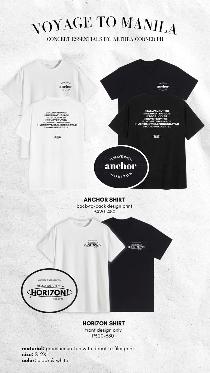 aethracornerPH's tweet photo. [HELP RT] ⚓ Voyage To Manila: HORI7ON Fan Made Concert Essentials by @aethracornerph 

.• shirts, tote bags, caps, bucket hats

★ pre-order link: https://t.co/MhPiMbJopx

doo: 9/15
dop: 9/16

more details in form ! 
#ACPHmerch #HORI7ON #호라이즌 https://t.co/DcpUuFqrxI