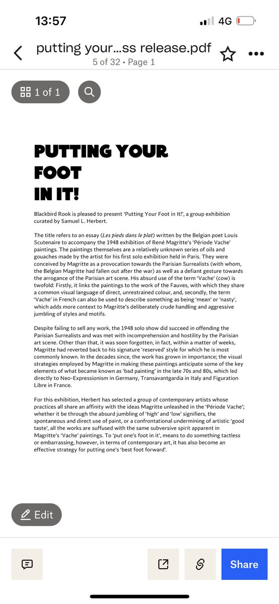 gregcorbeau's tweet photo. ‘Putting Your Foot in It!’
A Blackbird Rook exhibition curated by Samuel L. Herbert.

https://t.co/NZKgycecjP

#carolineachaintre #grantfoster #samuellherbert #paulhousley #andimagenheimer #jostmünster #anthonypiper #alexanderpollard #millythompson #suzywilley #renemagritte https://t.co/TY6L9rGCh6