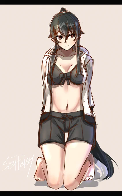 榛名水着mode矢矧……ええやん  #艦これ #矢矧