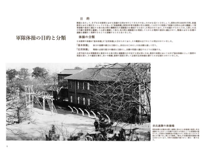 サンプル画像第二弾です。
当時の体操教育は主に基本体操、応用体操、遊泳、団体競技から構成されてましたが、今回はその中でも重要な基本体操、応用体操の二篇を中心に解説しています。 