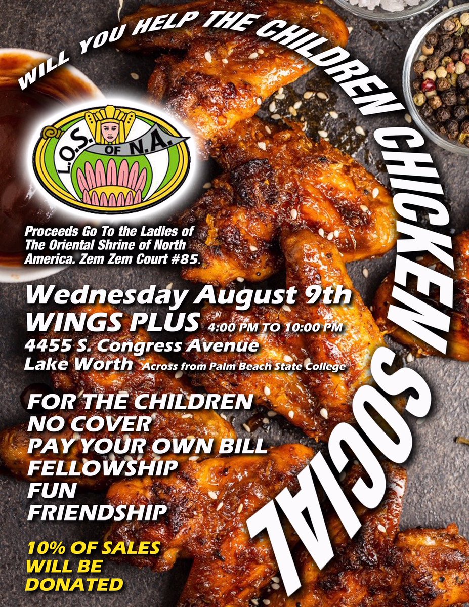 TheFloridaCoast's tweet photo. WILL YOU HELP THE CHILDREN CHICKEN SOCIAL
At Wings Plus of Lake Worth
#social #chicken #LakeWorth #WingsPlus
TONIGHT 4:00 to 10:00
FOR THE KIDS https://t.co/LVoGefGsff