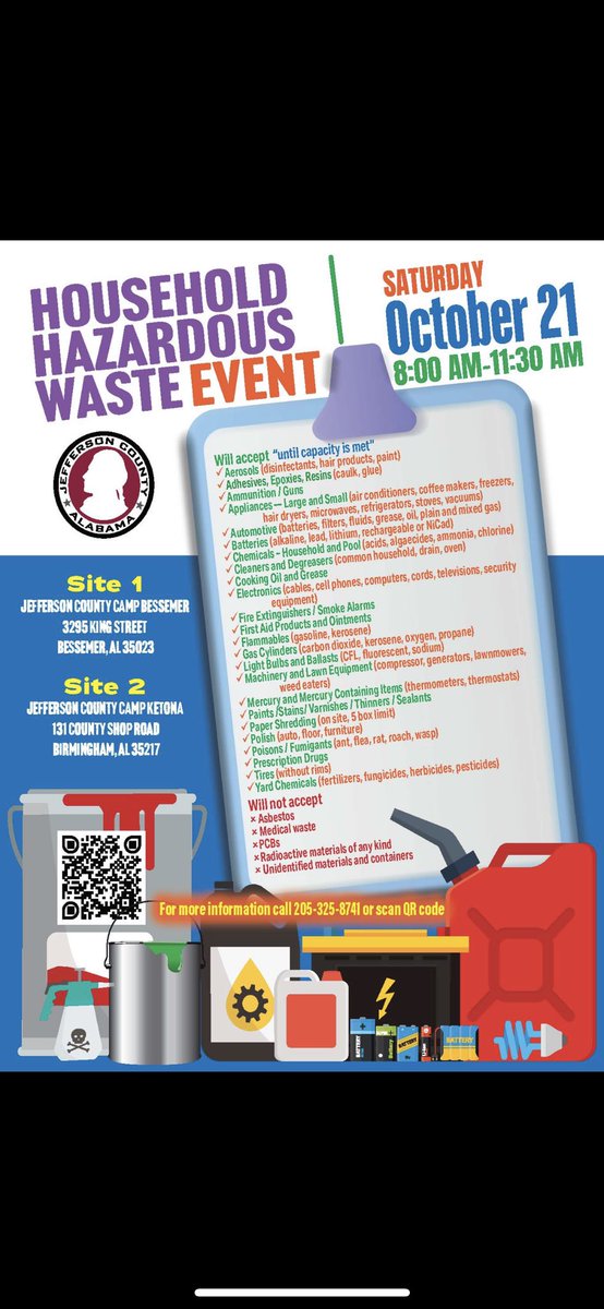 HomewoodALFire's tweet photo. Please save the dates if you have any household hazardous waste you need to properly dispose of. https://t.co/4uhJ2Gt3sx