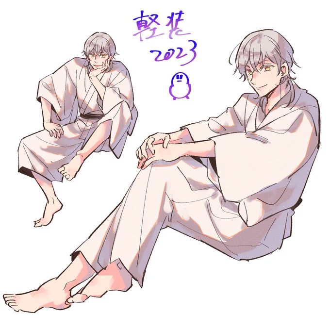 鶴丸軽装4周年🐥㊗️  せっかくなので、今年描いてポイピクに上げたりしてた軽装落書きを再掲