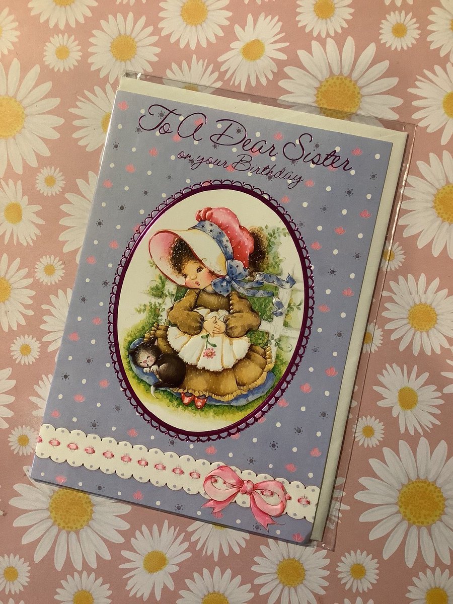 WatsonsVintage's tweet photo. Just £3.50 each for these ADORABLE RARE VINTAGE Circa 1970s Holly Hobbie Style Girl and Cat Design Sister Birthday Cards in our Vintage Emporium!!! https://t.co/Q2vD72jNq8 #VintageCards #Sister #BirthdayCard #CatLover #NostalgicCard #CuteCard #RetroCard #CardToKeep https://t.co/MogFpadY1k