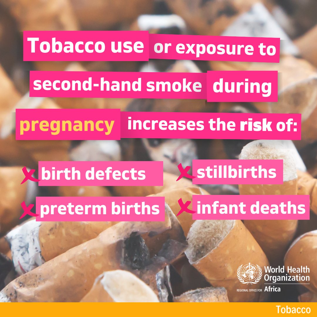 Reminder: #Tobacco use during pregnancy is harmful to your health and the health of your baby 🚭🤰🏿

#LetsBeatNCDs