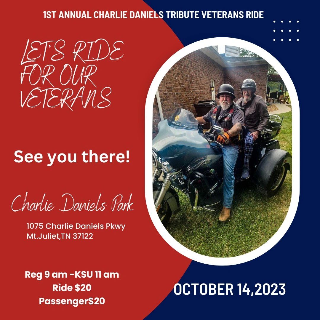 Come support our Veterans at the 1st Annual Charlie Daniels Tribute Veterans Ride October 14,2023 Charlie Daniels Park Mt. Juliet, TN Benefits the Charlie Daniels Journey Home Project #veterans #bikers