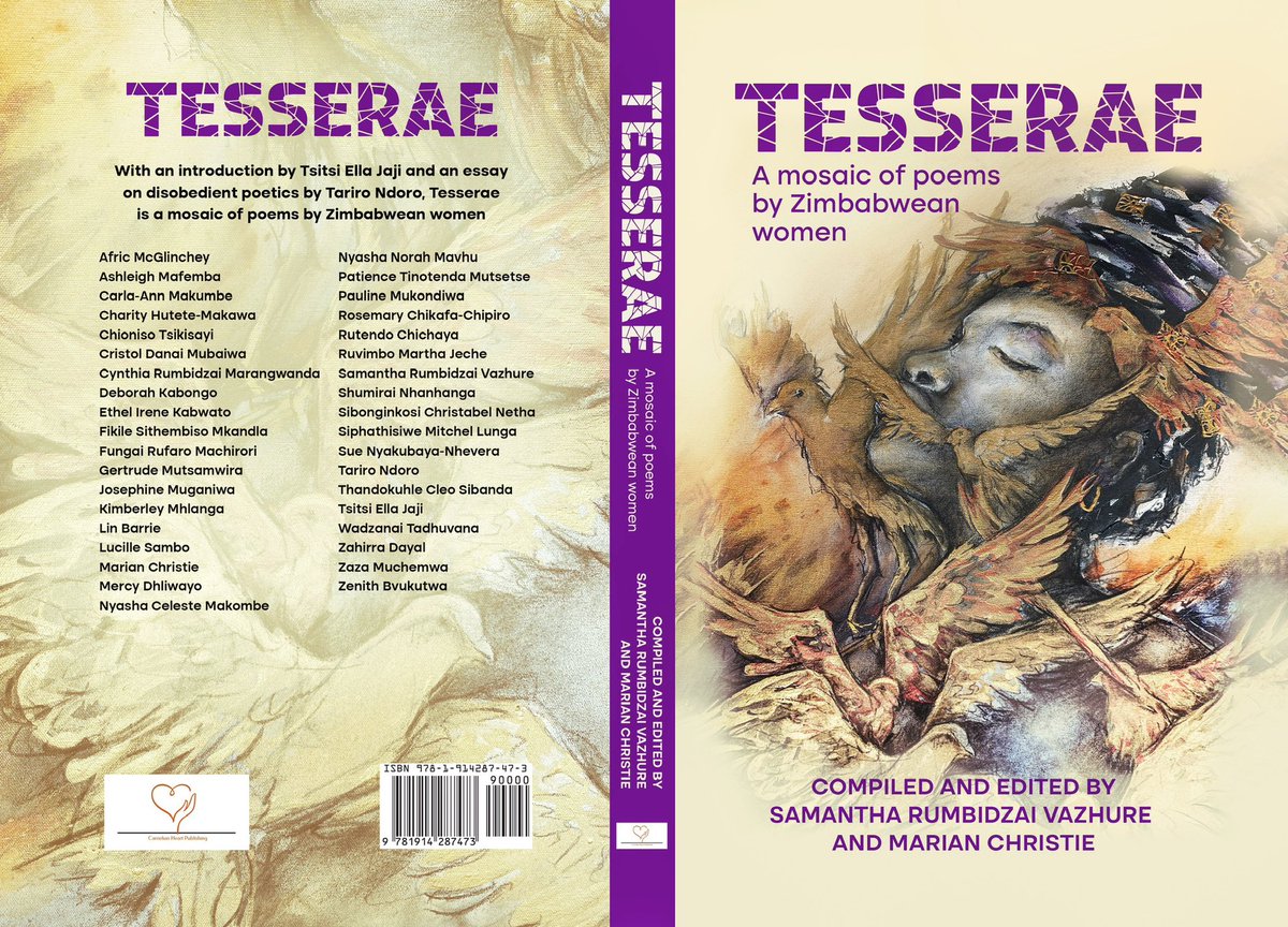 HeartCarnelian's tweet photo. We’re excited to announce &amp; reveal the covers of TESSERAE: A mosaic of poems by Zimbabwean women,  compiled &amp; edited by @SamanthaVazhure &amp; @marian_v_o. Artworks by @LinBarrie. On pre-sale now! Release date - 22 September 2023. Congratulations to the 37 contributing poets!📚🎉🧡 https://t.co/AdSG4sqYtd