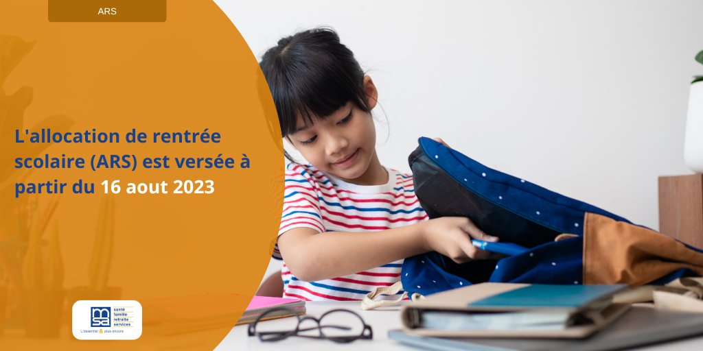 msa_actu's tweet photo. 🎒 La MSA versera l'Allocation de rentrée scolaire à partir du 16 août à ses adhérents bénéficiaires. Cette allocation leur permettra de financer les dépenses occasionnées par la rentrée scolaire de leurs enfants âgés de 6 à 18 ans. https://t.co/OhtjYH2E1H