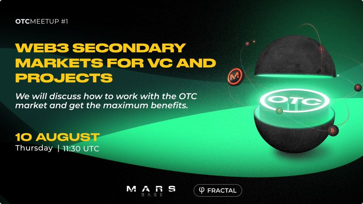 InnMind (@innmindcom) on Twitter photo ๐ฅ "Web3 Secondary Markets (SAFT, SAFE, etc) for VC and Crypto Projects" - online meetup by <a href="/MARSBASEio/">MARSBASE | Liquidity and yield protocol</a>, the new DeFi Amazon for SAFT, SAFE & illiquid crypto assets p2p-trading.
โฐ 10th August 2023 at 11:30 UTC
๐ Learn more and apply app.innmind.com/events/invite/โฆ ๐ฅ "Web3 Secondary Markets (SAFT, SAFE, etc) for VC and Crypto Projects" - online meetup by <a href="/MARSBASEio/">MARSBASE | Liquidity and yield protocol</a>, the new DeFi Amazon for SAFT, SAFE & illiquid crypto assets p2p-trading.
โฐ 10th August 2023 at 11:30 UTC
๐ Learn more and apply app.innmind.com/events/invite/โฆ