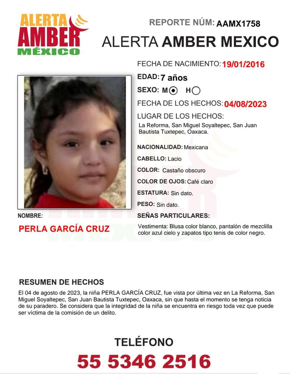 AlertaNeza's tweet photo. #AlertaDeBusqueda 👤 | Solicitamos de tu apoyo para localizar a #Perla García Cruz.

Cualquier información relacionada con su paradero, por favor comunícate al 800 89 029 40.

¡Comparte, tu ayuda es muy importante! https://t.co/iLMOoHJ4jW