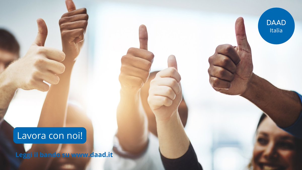 DAADRoma's tweet photo. Il Centro Informazioni #DAAD Roma ricerca, a partire dal 1° novembre, un/a collaboratore/collaboratrice a tempo parziale (part time 50%, 20 ore settimanali).
👉 Leggi il bando e tutte le info sul nostro sito https://t.co/OcXjwjtME8.
#daaditalia https://t.co/Do0T0QXZYP