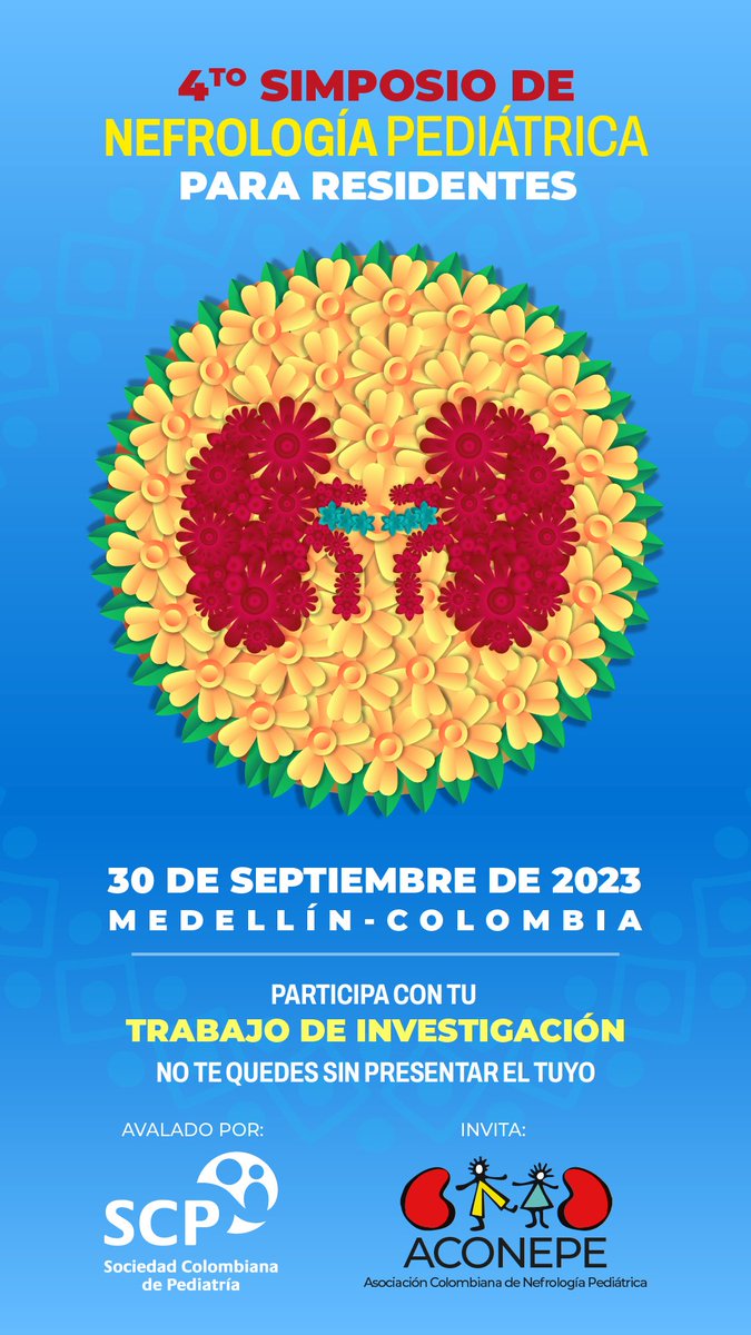 👩🏻‍💻En modalidad
Presencial
.
Hora: 7:30 AM – 15:30 PM, Colombia
.
📝 Trabajos de investigación 
Entrega hasta el 27 de agosto 
.
Trabajamos por la salud renal de la niñez 👶🏻 en Colombia 🇨🇴
.

aconepe.com/iv-simposio-de…