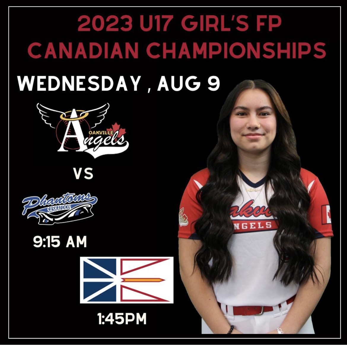 2023 U17 FP Canadian Champioships in Saskatoon starts TODAY! We are FIRED UP to play our first game at 9:15 am MDT vs the Saskatoon Phantoms, then 1:45 MDT against the Newfoundland &amp; Labrador Select 🥎#GoAngels #gordiehowesportscomplex #girlssoftball