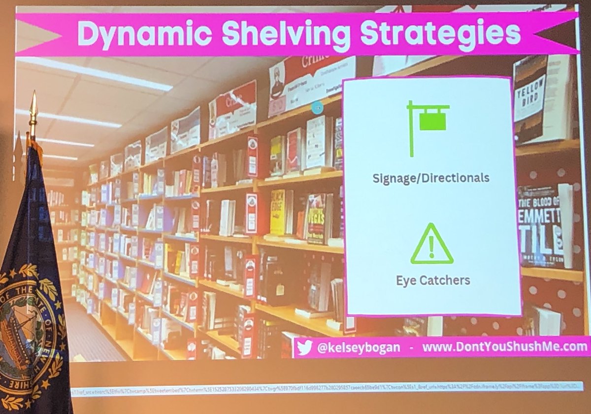 pgarrity's tweet photo. Thank you to @kelseybogan for your dynamic shelving presentation. I can’t wait to get started. #LibraryCamp23 https://t.co/1SeJenRYWH