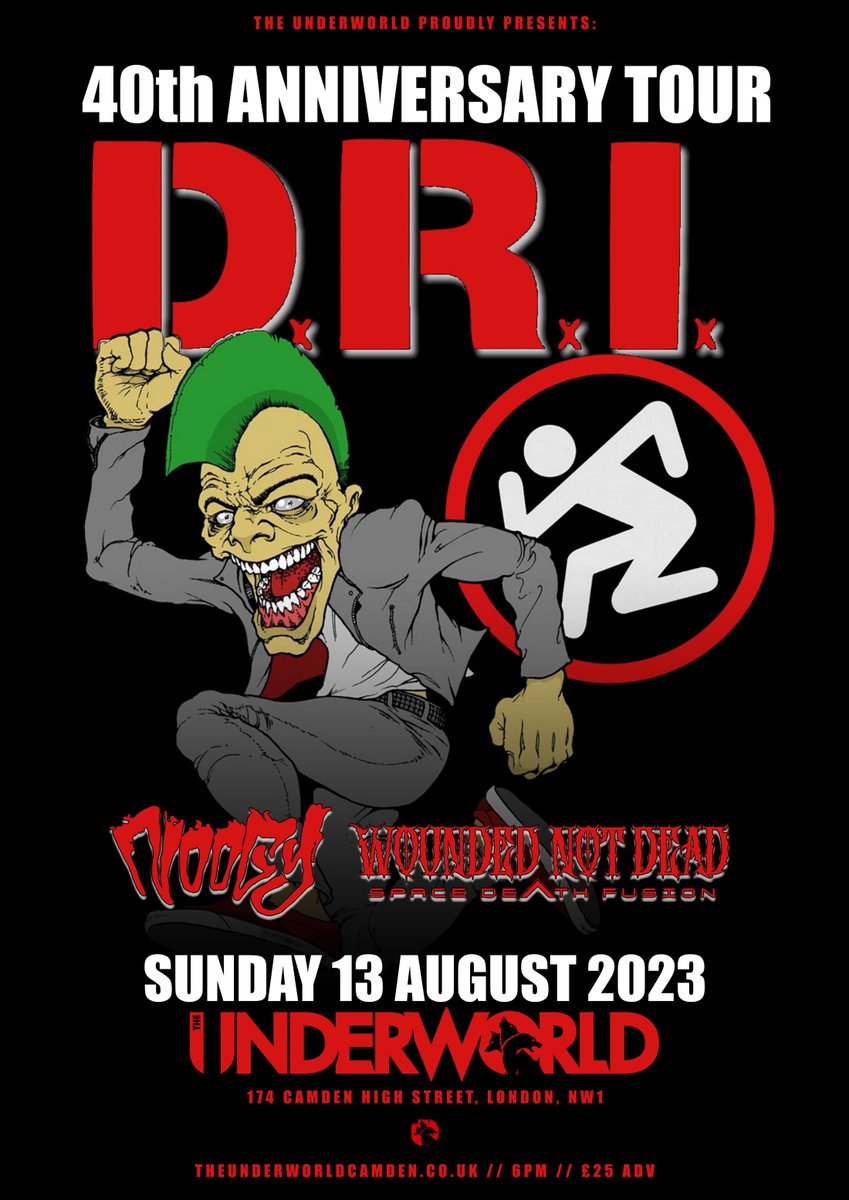 TheUnderworld's tweet photo. TONIGHT! π₯ USA thrash D.R.I / #DirtyRottenImbeciles - 40th Anniversary plus #NoConsent and #Noogy, live at @TheUnderworld, Sunday 13 August
Final Tix ποΈ https://t.co/QCGSuLIvk0
πΆ https://t.co/ZSB81DTe0o https://t.co/SjmV81JNoP