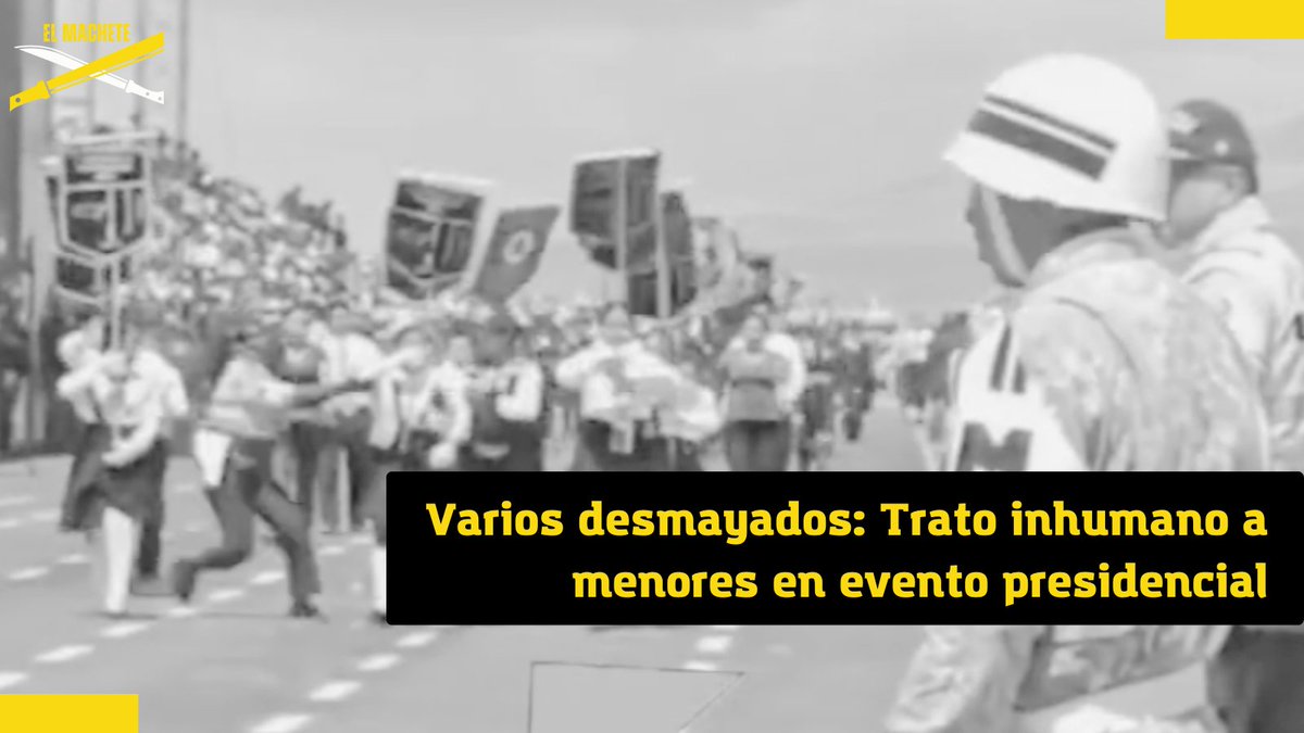 PeruMachete's tweet photo. Varios estudiantes #colapsaron en el asfalto frente a la tribuna presidencial durante un evento, víctimas de un trato inhumano que los mantuvo durante horas bajo el #sol abrasador, sin acceso a alimentos ni agua. >>> https://t.co/W58pY6tKHa https://t.co/4S0KAAeimF