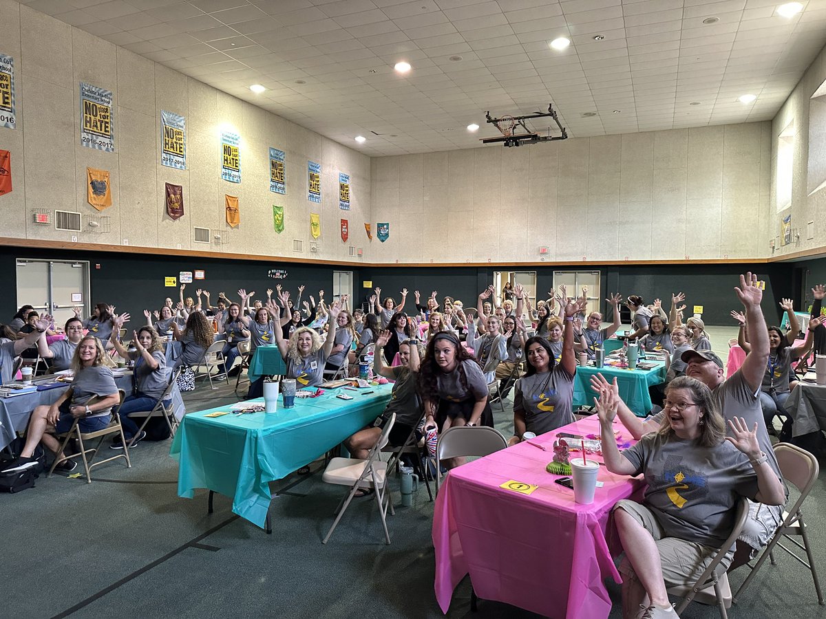 The <a href="/cox_comets/">Cox_Comets</a> staff are excited about this school year. We are all together watching Leander ISD Convocation. #1LISD #noplacelikeLISD