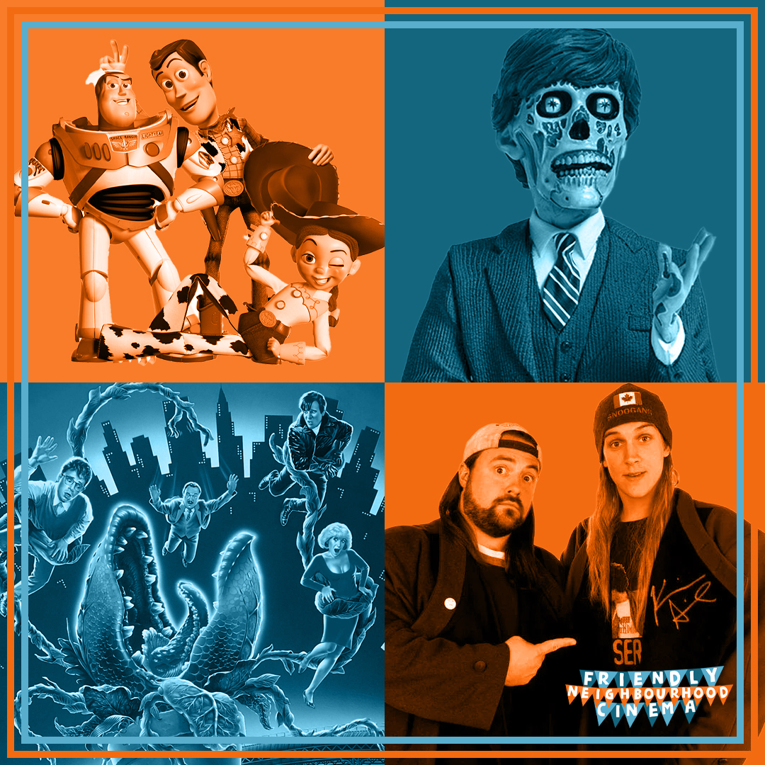FriendlyCinema's tweet photo. FEATURES REVEALED &amp; TICKETS NOW ON SALE at https://t.co/jjf9sxuSMD 🍿
Introducing the CONSUMERISM COLLECTION:  
 
SATURDAY 19TH AUGUST 
2PM - TOY STORY 2 
7PM - JOHN CARPENTERS THEY LIVE  

SUNDAY 20TH AUGUST 
12PM - LITTLE SHOP OF HORRORS 
3PM - MALLRATS https://t.co/1XhODdKfzI
