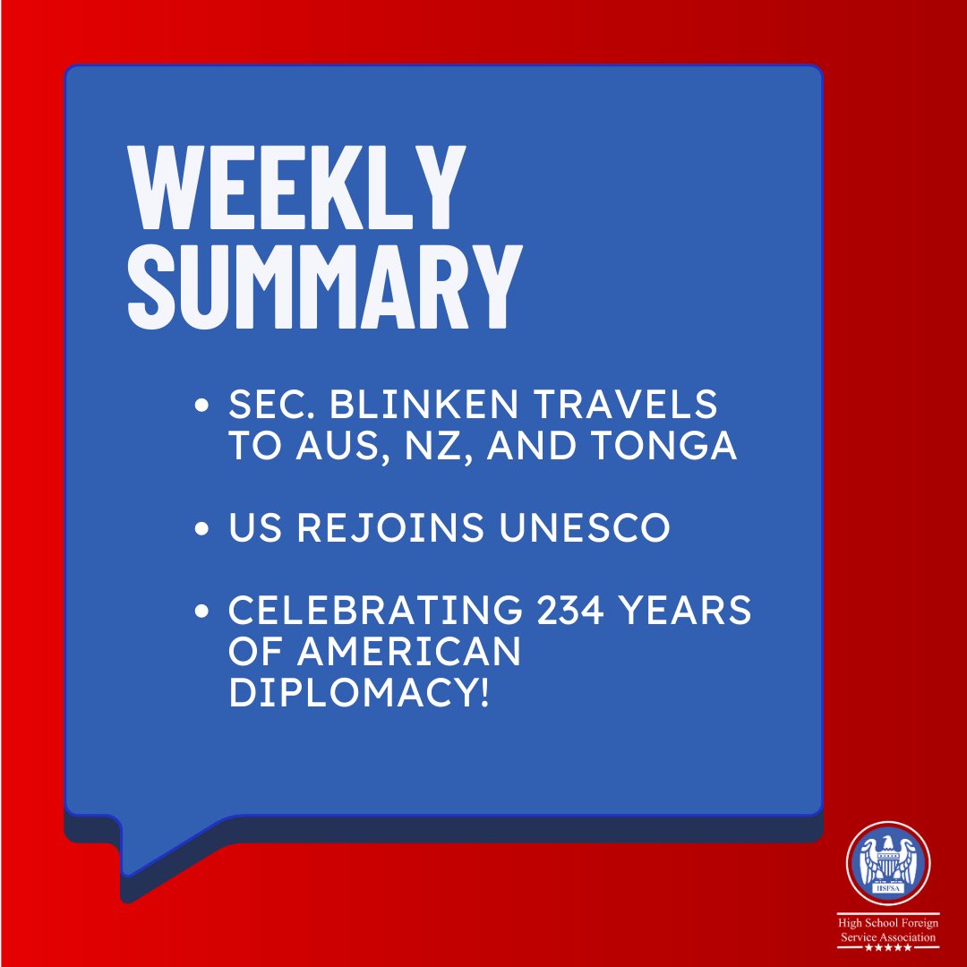 hsfsatoday's tweet photo. ✨ Insights and Diplomacy Unveiled ✨ Explore the world of global affairs through this week's Global Affairs Summary! Adapted from @StateDept's The Week at State https://t.co/aJt2U6pEYW