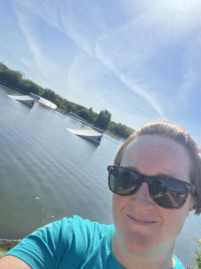 A gorgeous morning for being down at the lake for the little one to do some wakeboard practice #summerhols #springlakes