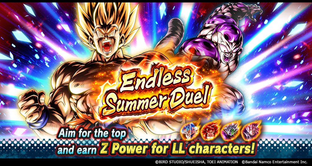 DB_Legends's tweet photo. ["Endless Summer Duel" Begins!]
Get double RP! "Episode: Frieza Saga (Z)" characters are more effective this season! Get Endless Summer Medals from battle rewards! Plus, top 15% of players will earn items to exchange for LL characters' Z Powers!

#DBLegends
#FriezaSagaCampaign https://t.co/LQj4PA81ts