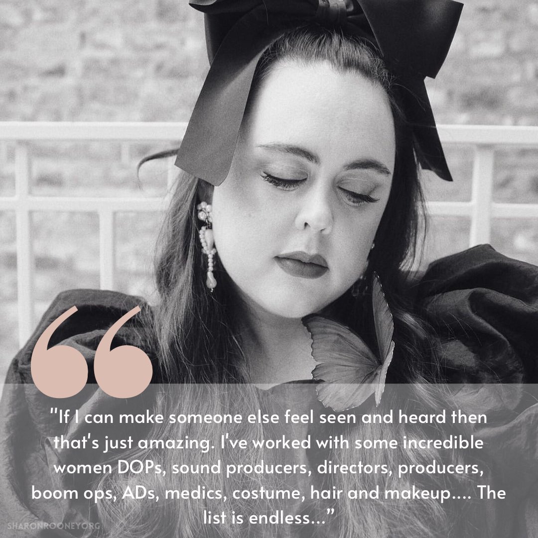 SharonRooneyOrg's tweet photo. "If I can make someone else feel seen
and heard then that's just amazing. I've worked with some incredible women DOPs, sound producers, directors, producers, boom ops, ADs, medics,
costume, hair and makeup.... The list is endless...” 

Sharon Rooney speaks to @1883Magazine 💗 https://t.co/Fi4T3qxFlh