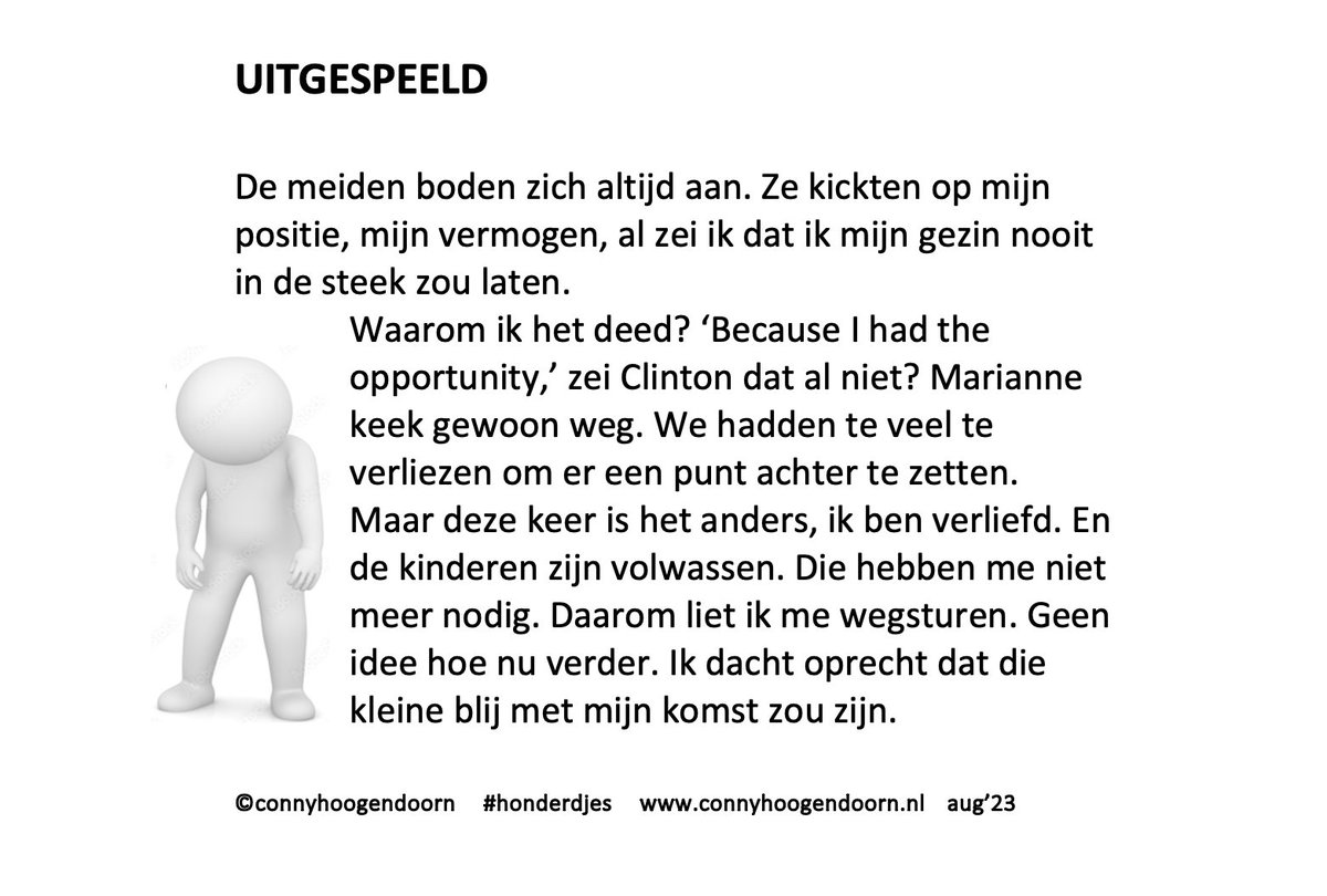connyhoog's tweet photo. #uitgespeeld #honderdje #overspel #ikluisterkijkenschrijf #ukv #zkv #kortverhaal #likenisleuk #reactieszijnwelkom https://t.co/MuvAt4HCOM