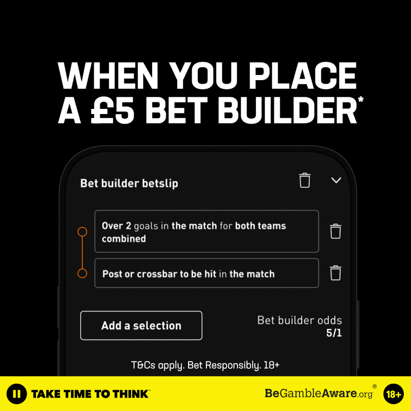 livescorebetuk's tweet photo. 🟠⚫ Bet Builder. You call the shots, the corners, the cards and more. Combine markets to build your perfect bet. T&amp;Cs apply.*
