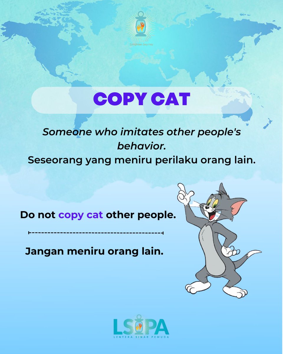 lsipa8's tweet photo. Yuk recall masa kecil kita sambil belajar bahasa Inggris bareng LSIPA 💙

#englishclassbylsipa #idiom #idioms #tomandjerry #education #belajarbahasainggris #bahasainggris #lesbahasainggris https://t.co/tCxDJHHJYE