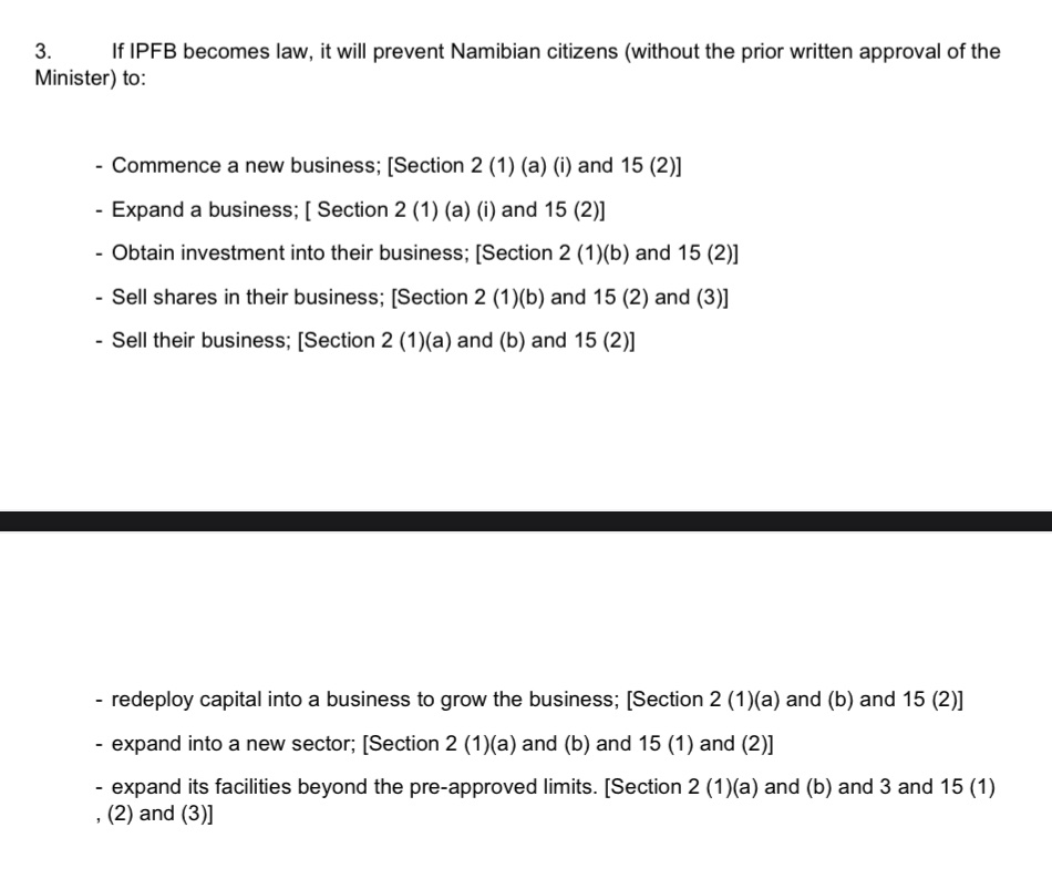 Following my previous Tweet, here are some of the specific concerns for Namibian investors in the NIPA/NIPFB

Govt can decide if you can expand, or not. Govt can decide if businesses have competition, or not. Etc.

Massive scope for abuse. Makes #rishrot risk look like child play