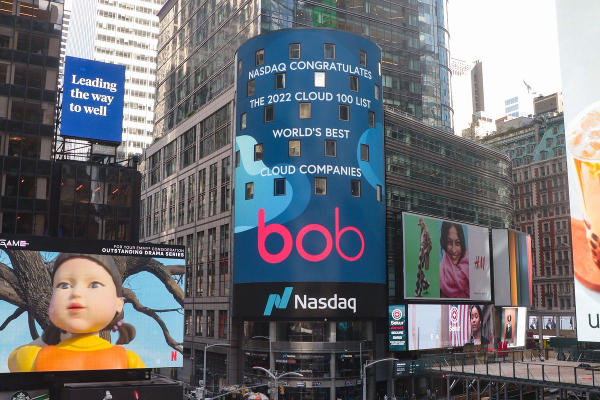 HiBob_HR's tweet photo. "Another name goes up in lights like diamonds in the sky." 🤩 (-@taylorswift13)  

This time last year...and now.

Thank you, @Nasdaq, for the love.

@BessemerVP @Forbes @SalesforceVC #Cloud100 #top100 #ForbesCloud100 @taylornation13 https://t.co/CGiGhwU7EE