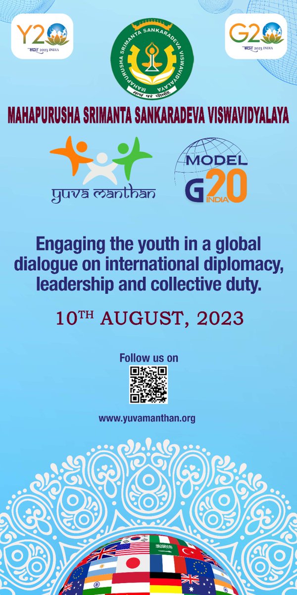 We are thrilled to announce our participation in the #YuvaManthan Model #G20. Our brilliant young minds are contributing to our Hon'ble #PrimeMinister  @narendramodi's vision of making G20 a Jan Bhagidari event. 󰏝
 #Yuvamanthan #Y20 #G20 #YMG20 #PMO