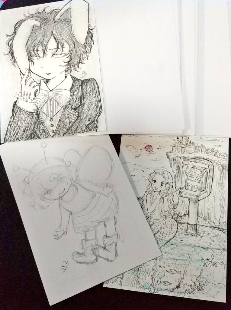 ポストカード展までにアナログイラスト描こう💨💨💨 めざせ50✨