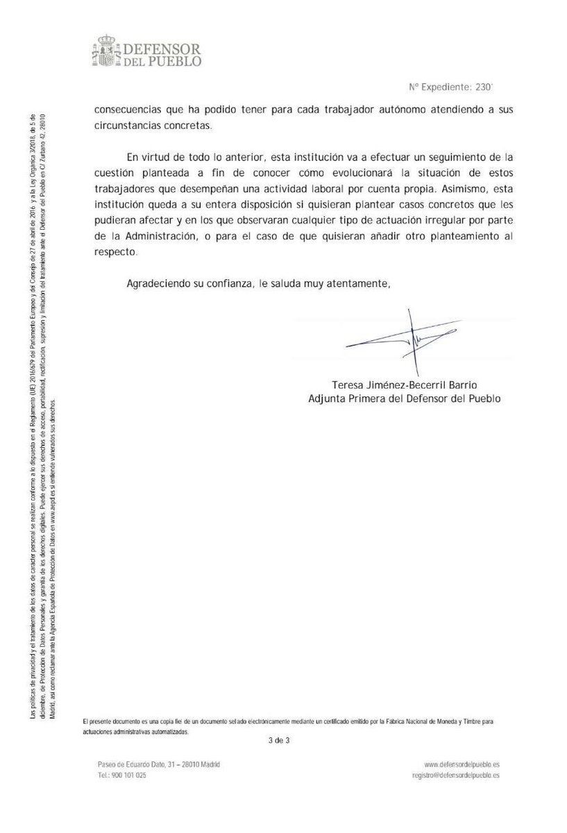 AUPA_Autonomos's tweet photo. ✉️ El día 10/05/23 os enseñábamos la carta que enviaríamos al Defensor del Pueblo. 

Ayer, día 08/08/2023 nos contestaron, y de todo lo solicitado solo se centraron en la cuota de autónomos.

Seguiremos haciendo todo lo que podamos hasta que nos escuchen.

#AupaSomosTodos https://t.co/Dw5m29QJaC